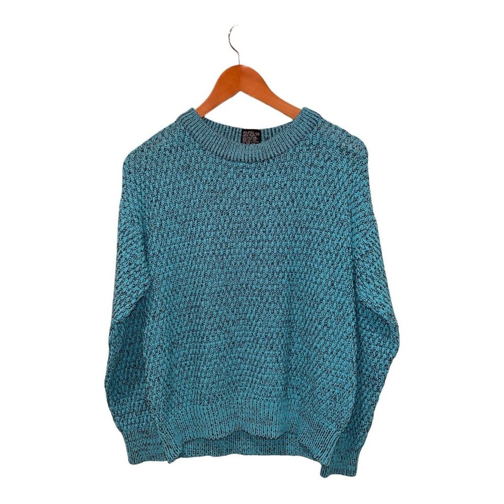VTG 80s Retro Spettro Casual Crew neck Sweater Small Turquoise Blue Loose Knit